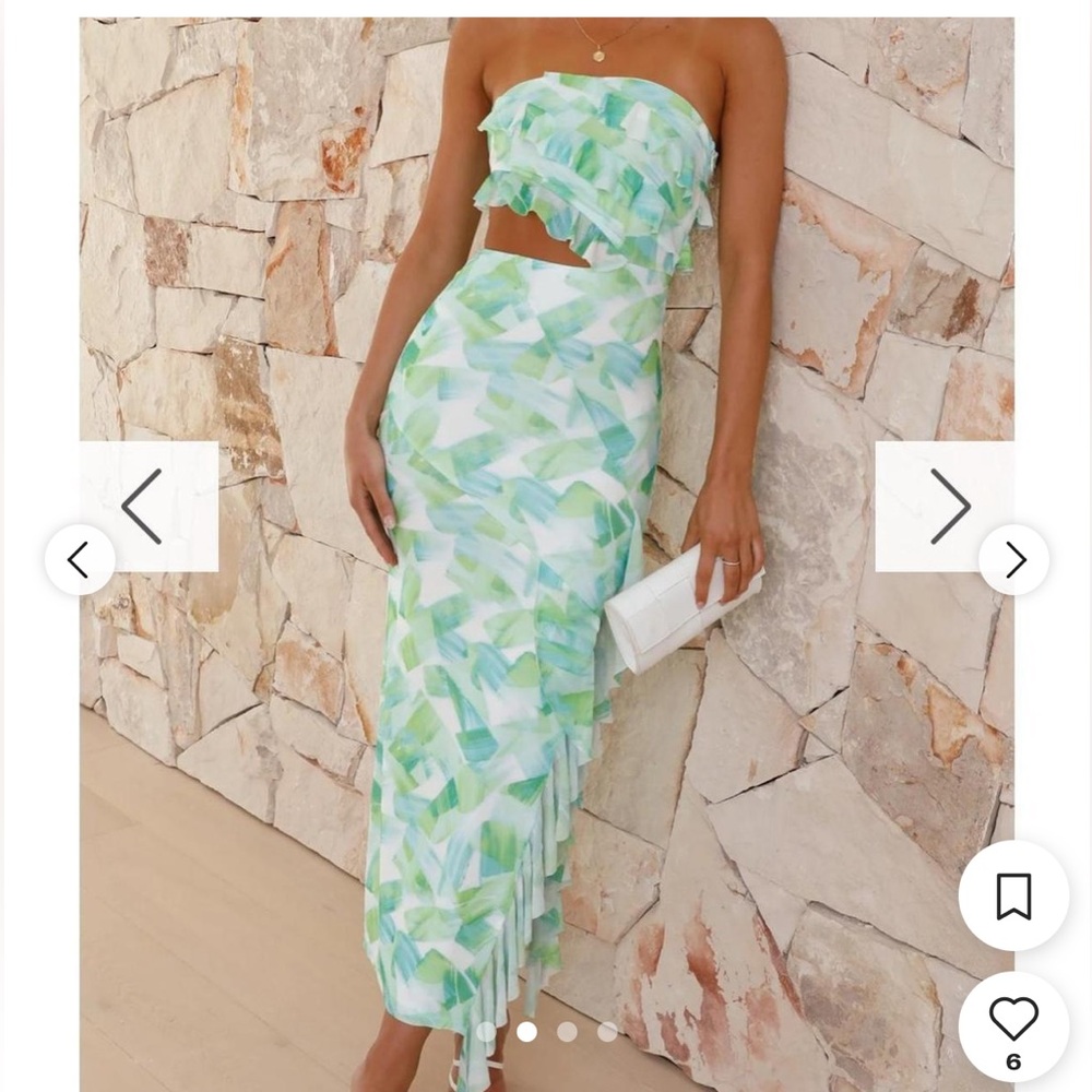 Strapless Green Patterned Dress